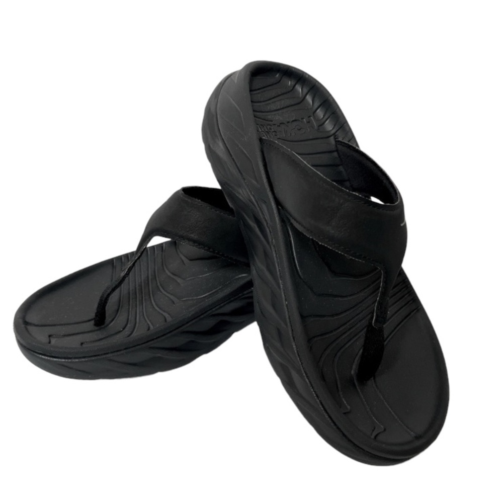 HOKA Ora Unisex Black Recovery Flip Sandals Size M7 W9 NWOT
